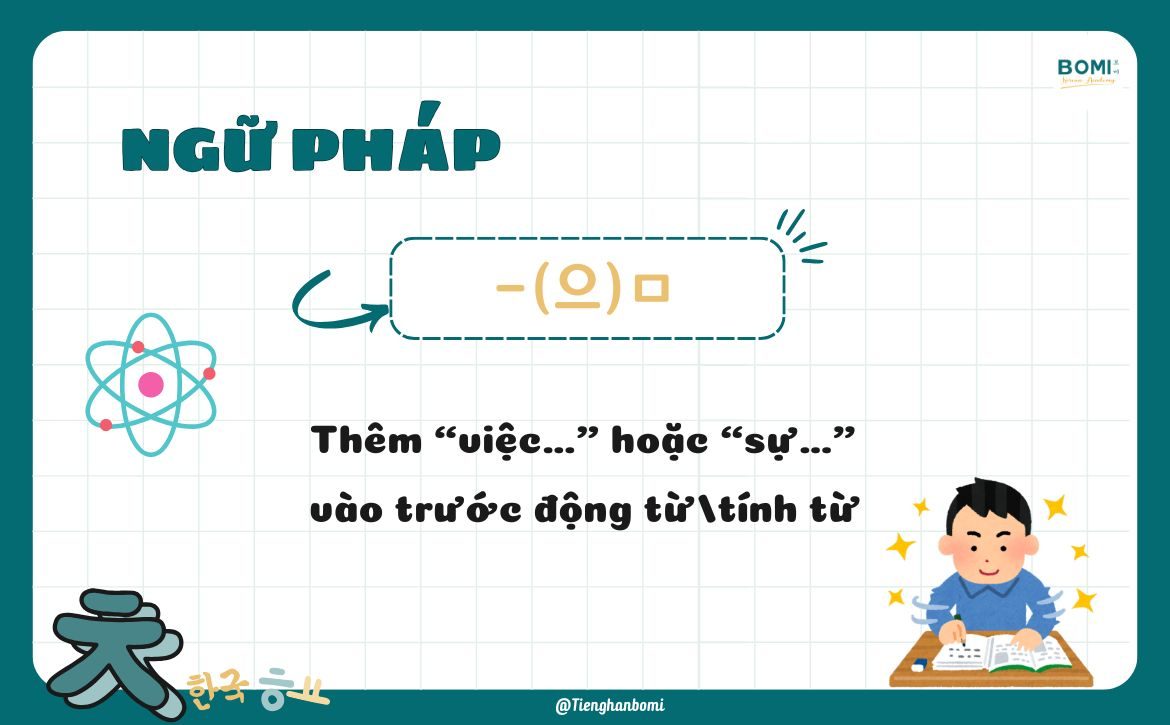 Ngữ pháp -(으)ㅁ: Thêm “việc…” hoặc “sự…” vào trước động từ/tính từ ...